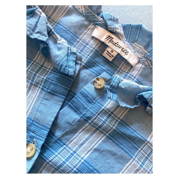 Madewell Blue and White Plaid Button Up Cottagecore BlouseWomen’s Medium - Picture 4 of 5